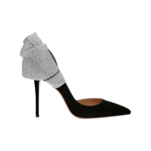 Silver Strived Black Ladies Shoe